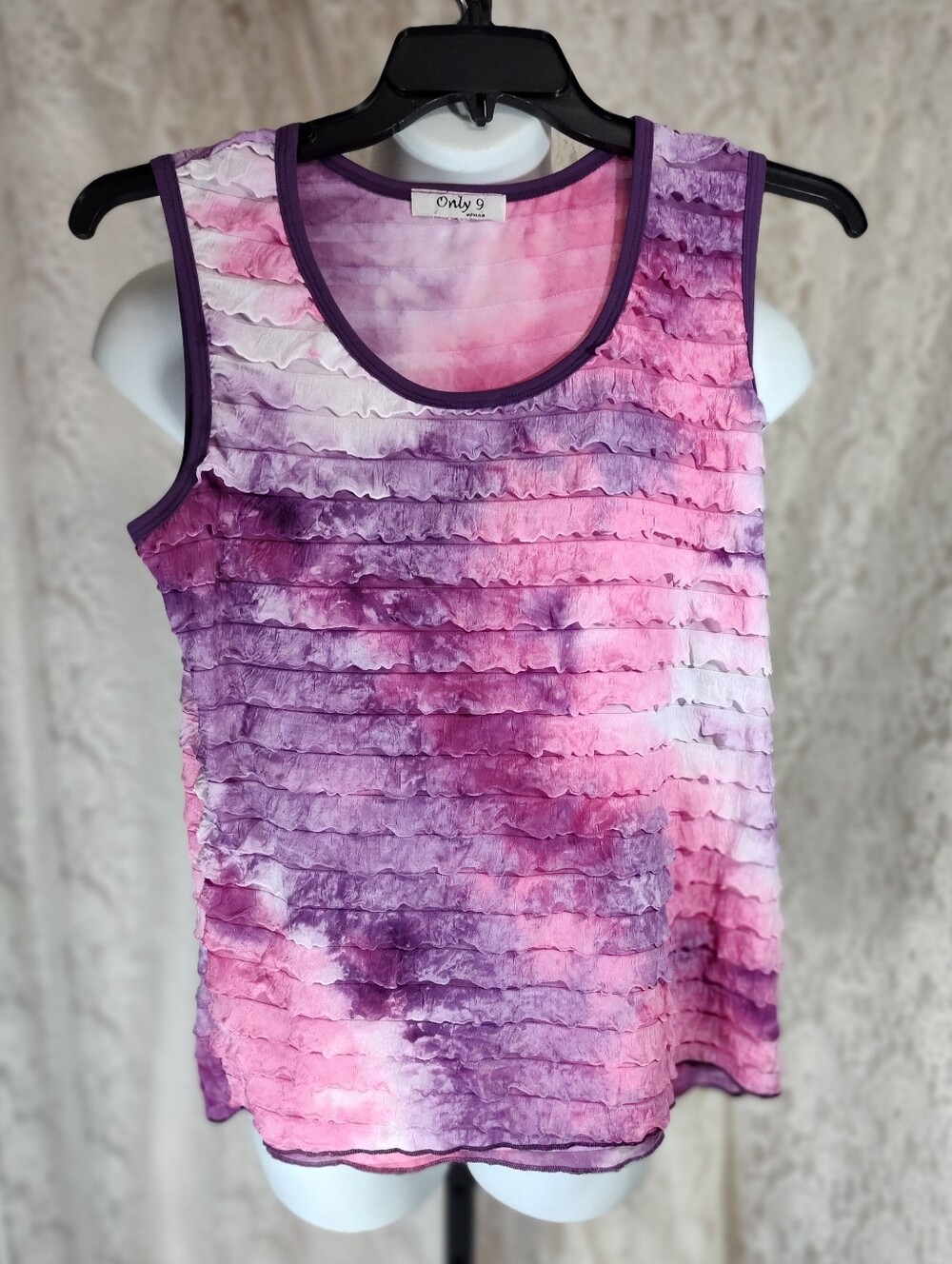 Only 9 Pink & Purple Ruffled Tank Top